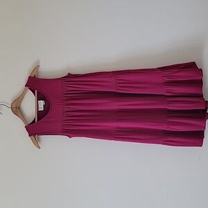 [Anthro] Saturday Sunday Magenta Tiered Sleeveless Dress Size Small